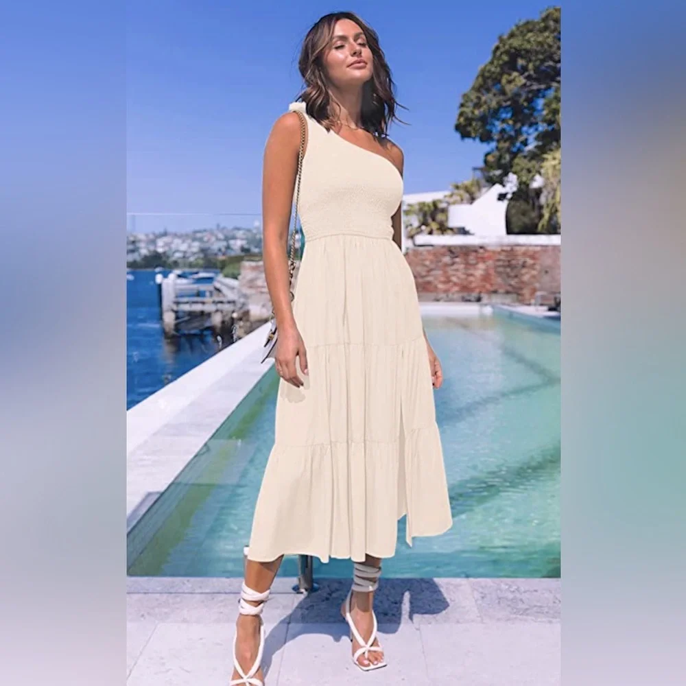 White Ivory  Dress One Shoulder - Picture 4 of 6